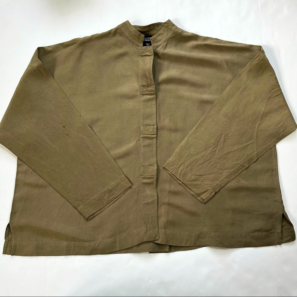 Eileen Fisher Elegant Silk Linen Boxy Lightweight Taupe M Oversized